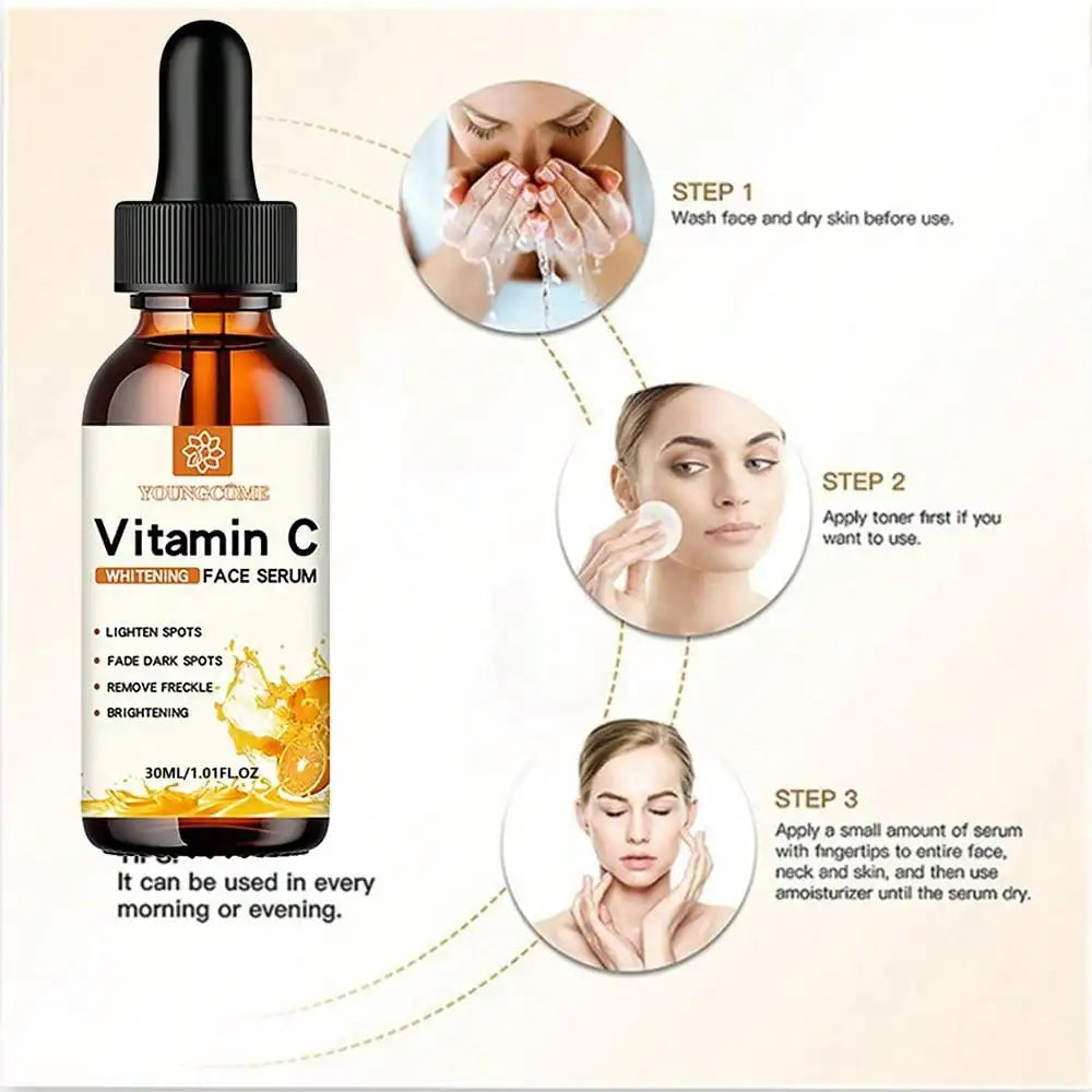 VitaminC Contains Hyaluronic Acid Brightening Original Liquid Fade Fine Lines Moisturizing Repair Dull Serum Face Skin Care 30ml
