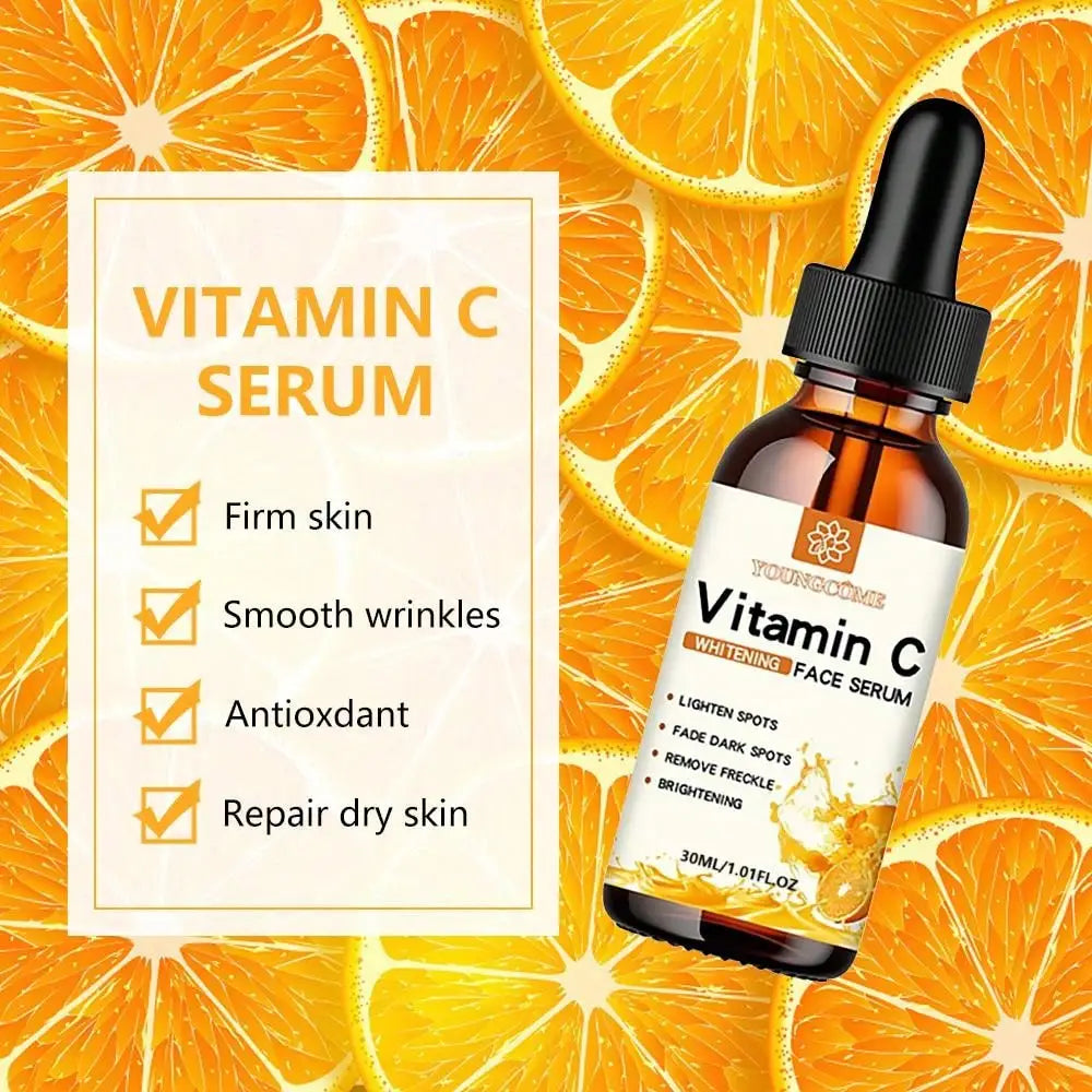 VitaminC Contains Hyaluronic Acid Brightening Original Liquid Fade Fine Lines Moisturizing Repair Dull Serum Face Skin Care 30ml