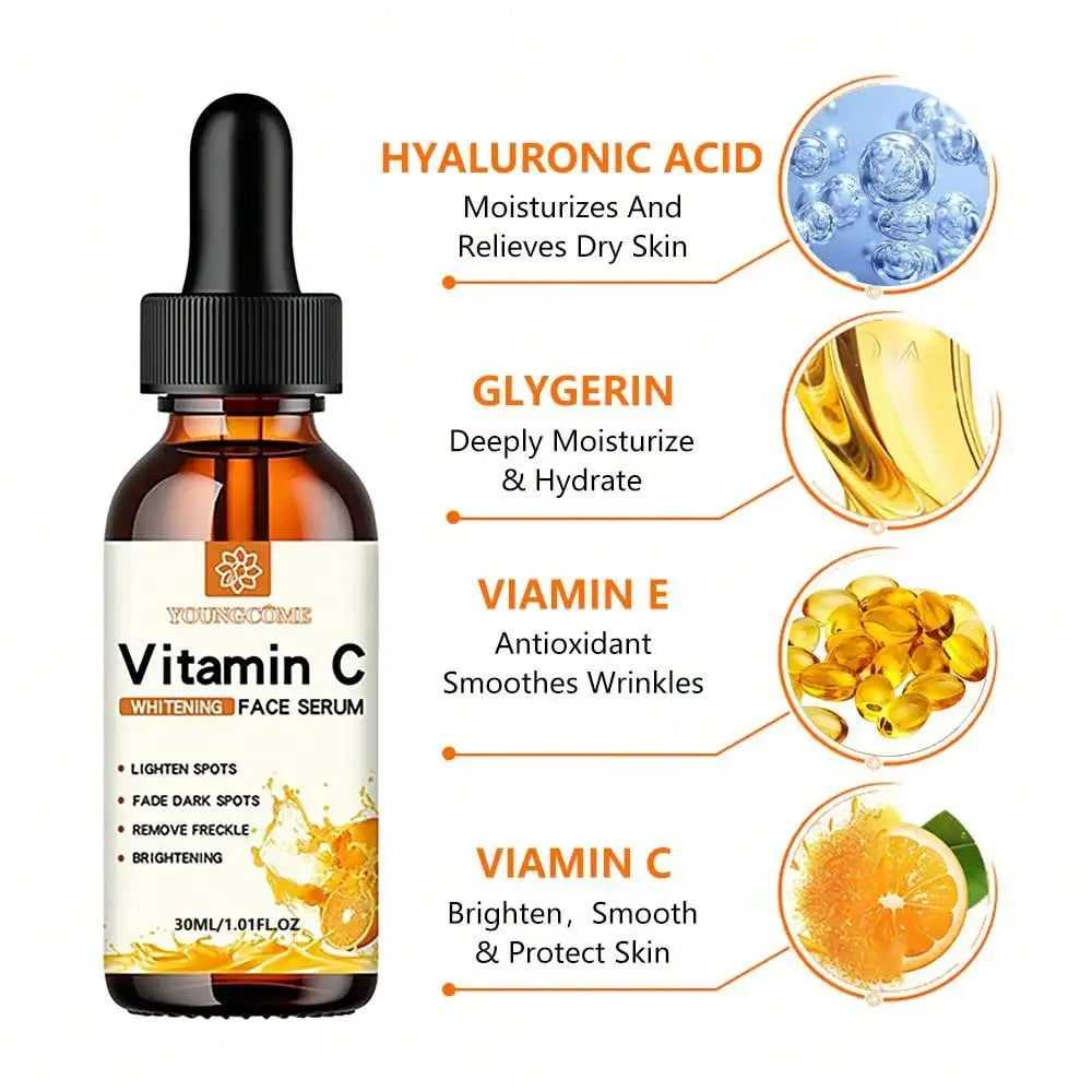 VitaminC Contains Hyaluronic Acid Brightening Original Liquid Fade Fine Lines Moisturizing Repair Dull Serum Face Skin Care 30ml